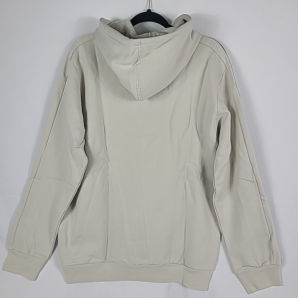 NEW Adidas Men's 3-Stripes Hoodie Hooded Sweatshirt Pullover In Ivory/Grey Sz L - Picture 5 of 5